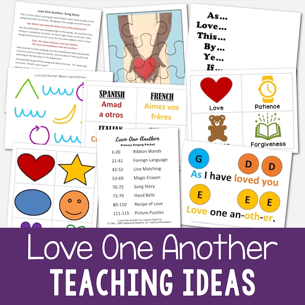 Love One Another Teaching Ideas 8 Primary Song Singing Time Printable Lesson Plans PDF LDS Music Leaders Come Follow Me Activities