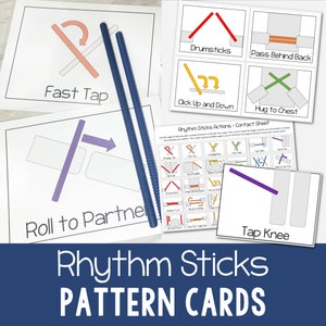 Tarjetas con patrones de palos rítmicos para la hora de cantar Tarjetas imprimibles en PDF Profesores de música de primaria SUD y líderes de primaria Actividades para niños en edad preescolar