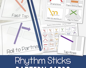 Rhythm Sticks Pattern Cards for Singing Time PDF Printable Cards LDS Elementary Music Teachers & Primary Leaders Preschool Kids Activities