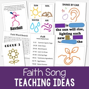 Faith Teaching Ideas Primary Song 2024 LDS Come Follow Me 8 Lesson Plans Music Leaders Singing Time Printable PDF Song Helps Visual Aids image 1