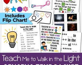 Teach Me to Walk in the Light Singing Time Packet 7 Teaching Ideas LDS Song Flip Chart Old Testament Come Follow Me Primary Music Leaders