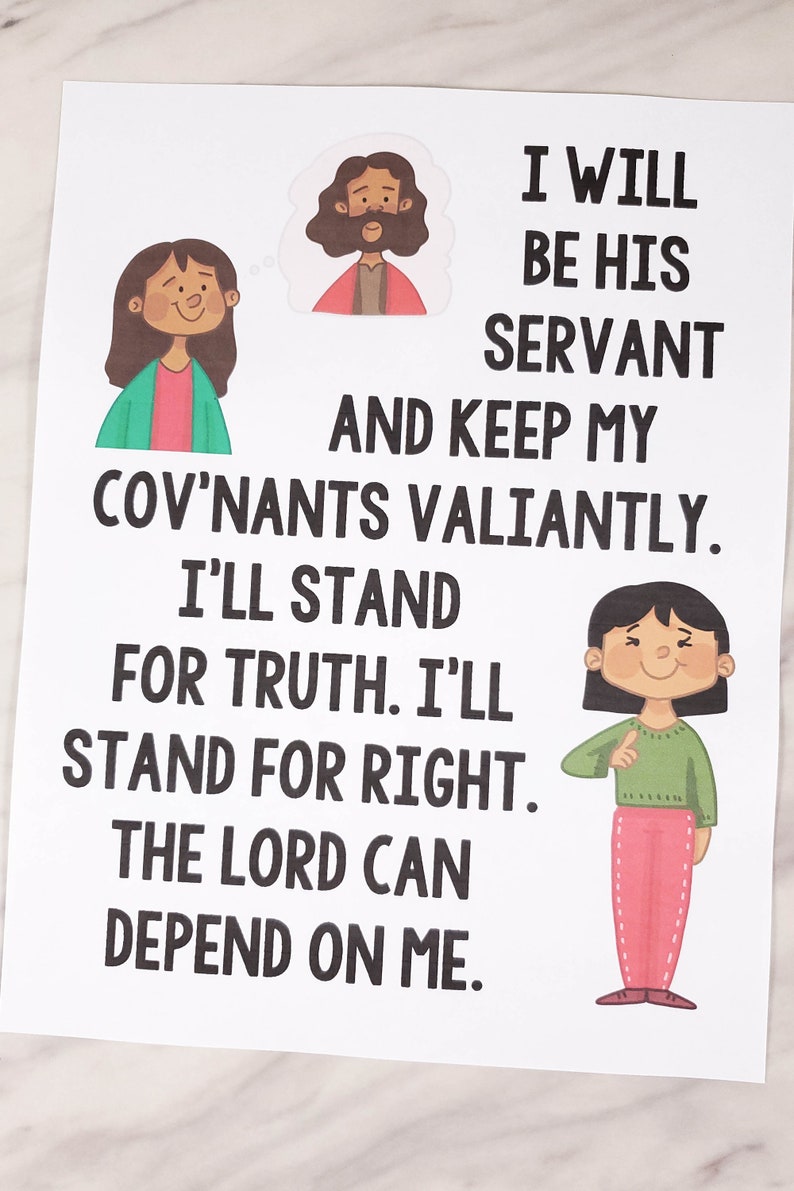 I Will Be Valiant Flip Chart Visual Aids Singing Time Come Follow Me Illustrations Lyrics Slideshow Printable PDF Primary Book of Mormon LDS image 7