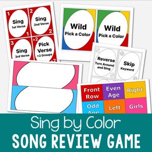 色で歌う復習ゲーム 初等協会の歌の歌唱タイムカードゲーム LDS PDF 音楽指導者または教師の歌い方 印刷可能なアクティビティ