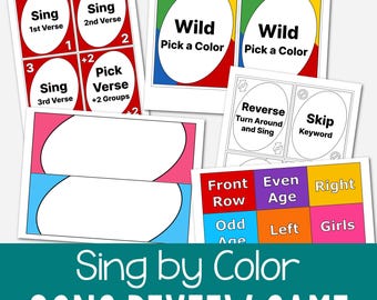 Sing by Color Review Game Singing Time Card Game for Primary Program Songs LDS PDF Music Leader or Teacher Ways to Sing Printable Activity