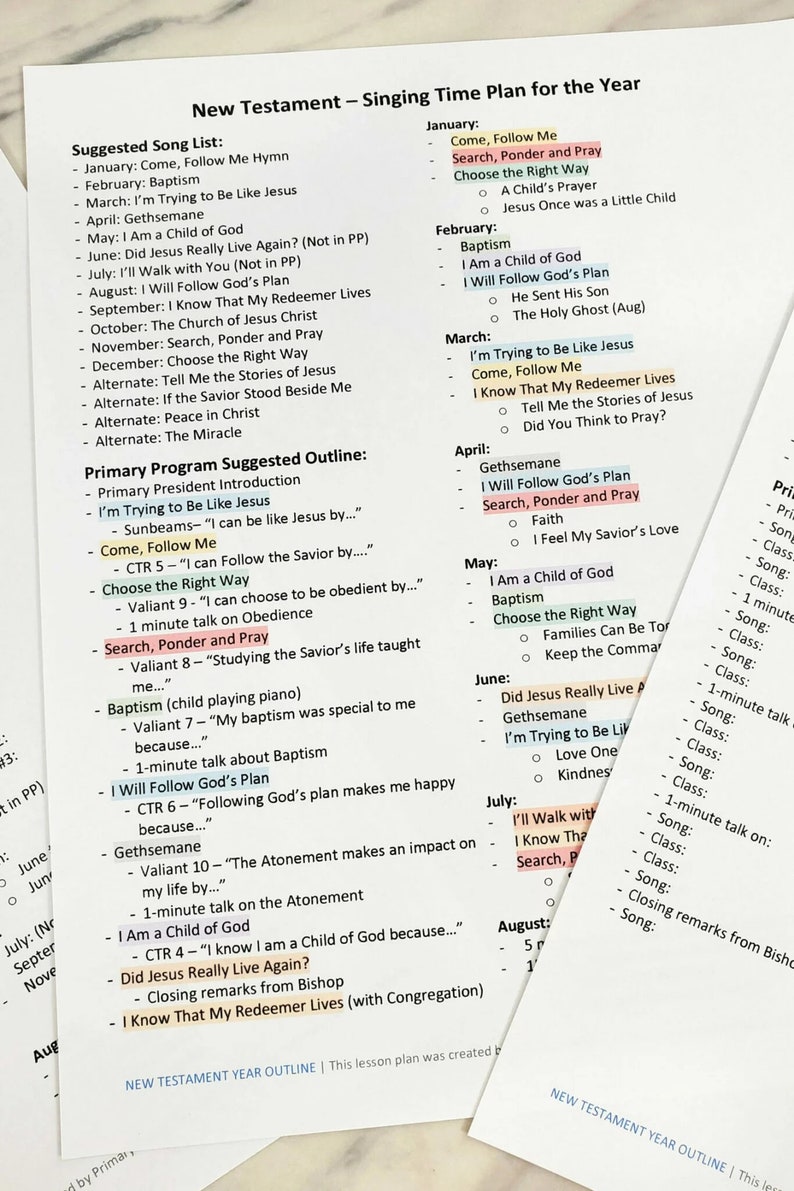 Primary Program Script 2023 New Testament Outline Question Etsy