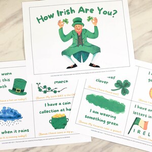 How Irish Are You fun printable primary game for singing time or classrooms! Quiz the children while learning a little about Irish traits in this fun game! Printable or Slideshow activities for kids.