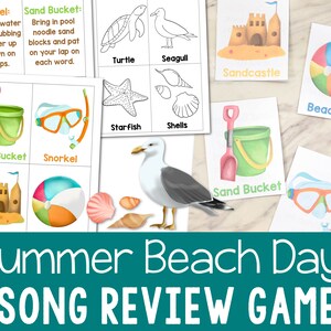 Repaso de la canción del día de playa de verano Actividad para cantar Formas de cantar Tarjetas para imprimir en blanco y negro y en color Programa de líderes musicales de la Primaria