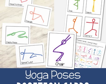 Yoga Poses Position Cards Printable Movement 24 Pose Cards for Preschool Homeschool LDS Primary Singing Time and Exercise Kids Activities