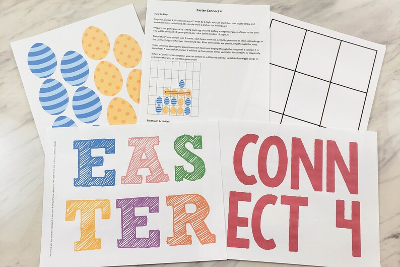 Easter Bingo & Connect 4 Singing Time Printable Review Game Lesson Plan Teaching Song Kids Activities LDS Primary Music Leaders Holiday Idea image 9