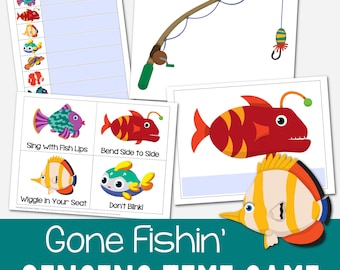 Gone Fishin' Primary Singing Time Game great for Father's Day or to Review Songs Kids Activity LDS Music Leaders Lesson Plan PDF Printable