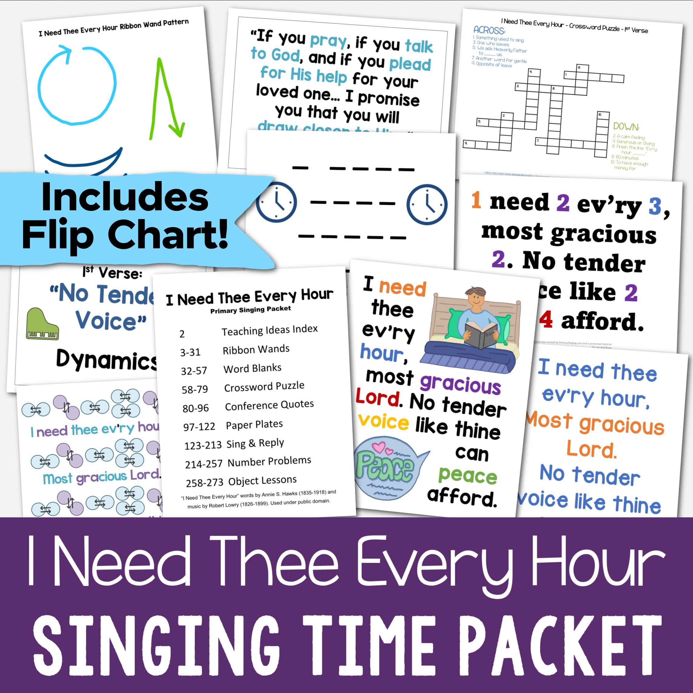I Need Thee Every Hour Singing Time Packet 8 Teaching Ideas LDS Hymn ...