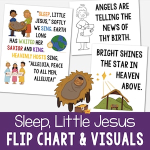 Slapen kleine Jezus Flip-over Visuele hulpmiddelen Afdrukbare pdf Kerstliedje Christelijk Primaire zangtijd LDS-muziekleiders Zangtijd helpt