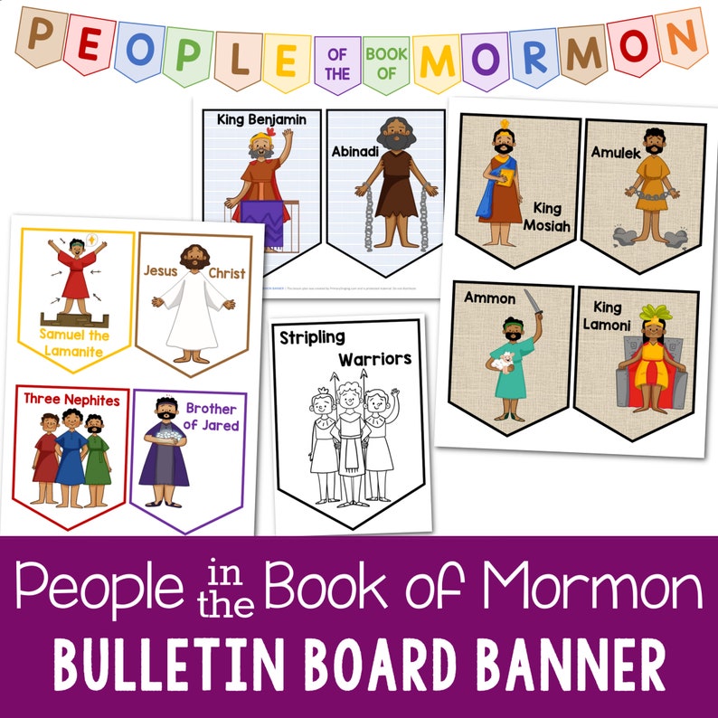 People of the Book of Mormon Hero Banner Printable Bulletin Board Accents Art Decorations LDS 2024 Come Follow Me Study Aids Illustrations image 1