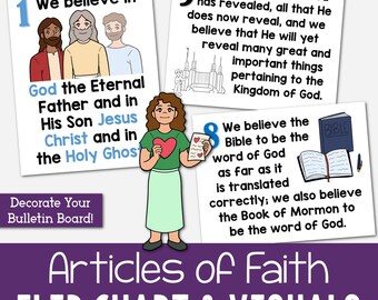 Articles of Faith Flip Chart Visual Aids Singing Time Bulletin Board Come Follow Me Song Printable Primary Doctrine and Covenants D&C LDS