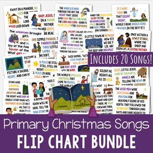 Primary Christmas Songs Flip Chart BUNDLE! 20 Flipchart Lyrics and Illustrations Visual Aids Printable PDF Singing Time LDS Music Leaders