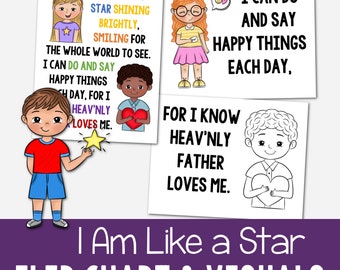 I Am Like a Star Flip Chart Visual Aids Singing Time Teach Primary Song Slideshow B/W Color PDF Printable Come Follow Me LDS