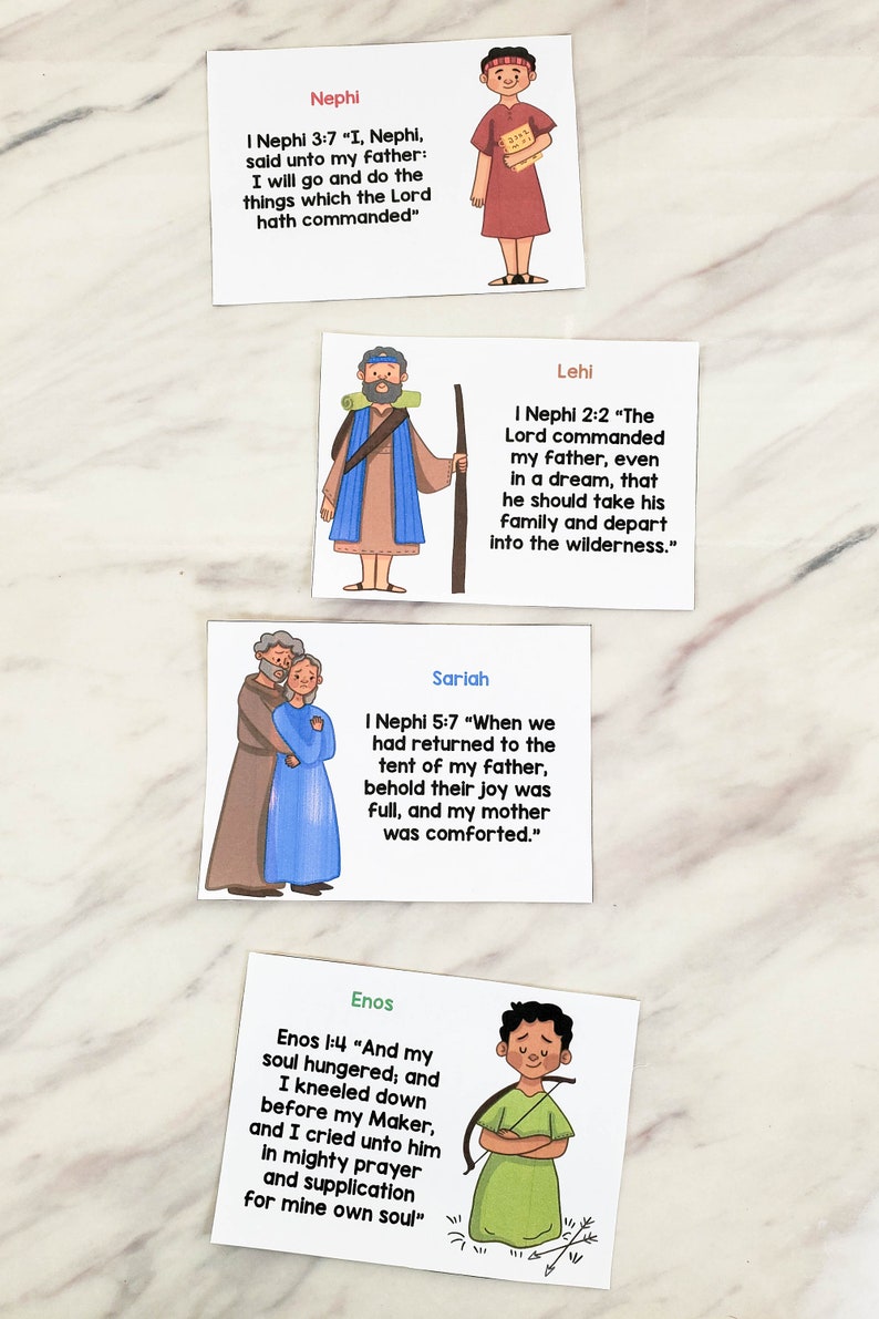 Lds Scripture References 26 People of the Book of Mormon Hero Cards Printable Art Card With ...