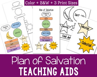 Plan of Salvation Teaching Visual Aids | LDS Printable Lesson Ideas Black + White and Color PDF Worksheet Primary Sunday School Seminary