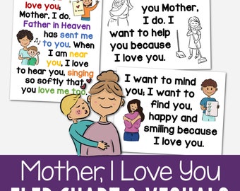 Mother I Love You Flip Chart Visual Aids Singing Time Helps Primary Song for Mother&#39;s Day Illustrations Lyrics LDS PDF