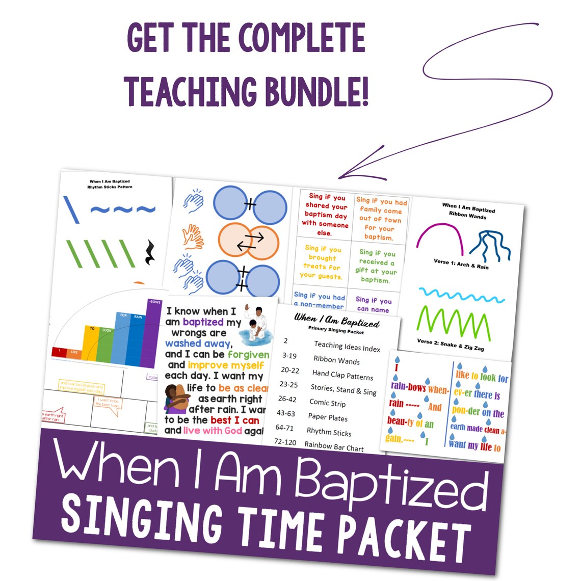 When I Am Baptized Flip Chart & Visual Aids Teach Come Follow Me Song Slideshow Black and White