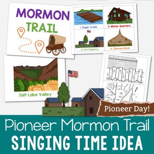 Gioco di revisione del Pioneer Mormon Trail Singing Time Summer Printable Covered Wagon PDF Primary Program Progress Tracker LDS Primary Music Leader