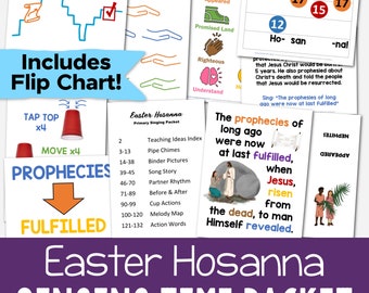 Easter Hosanna Singing Time Packet 8 Song Teaching Ideas & Flip Chart Printable Book of Mormon Lesson Plan Visuals LDS Primary Music Leaders