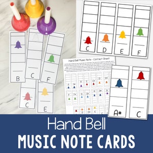 Hand Bell Music Note Cards for Singing Time PDF Printable Cards for Elementary Music Teachers & Primary Leaders to Make Easy Bell Charts