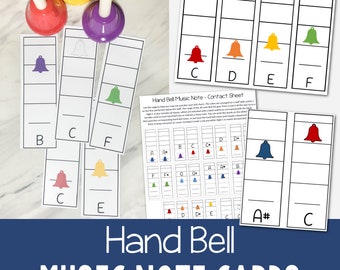 Hand Bell Music Note Cards for Singing Time PDF Printable Cards for Elementary Music Teachers & Primary Leaders to Make Easy Bell Charts