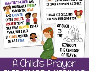 A Child's Prayer Flip Chart Visual Aids Singing Time Teach Come Follow Me Song Slideshow B/W Color PDF Printable Primary Come Follow Me LDS