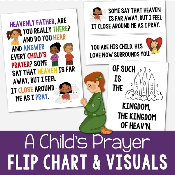 A Child's Prayer Flip Chart Visual Aids Singing Time Teach Come Follow Me Song Slideshow B/W Color PDF Printable Primary Come Follow Me LDS