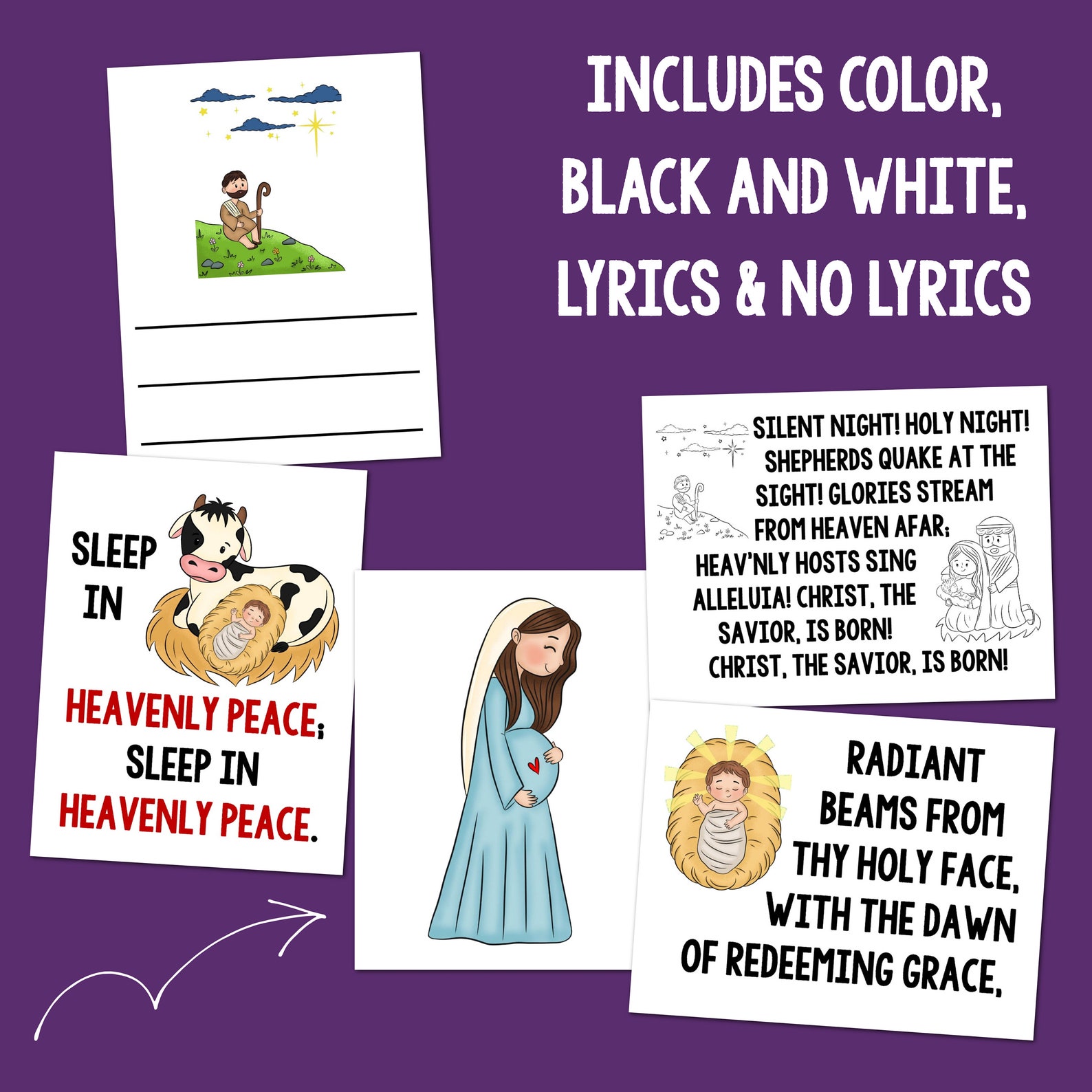 Silent Night Flip Chart Visual Aids Singing Time Teach Primary Song ...