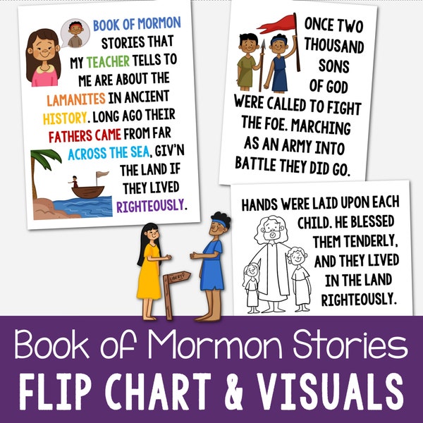 Book of Mormon Stories Flip Chart & Visual Aids Singing Time Come Follow Me Slideshow BW Color Printable PDF Primary 2024 Book of Mormon LDS