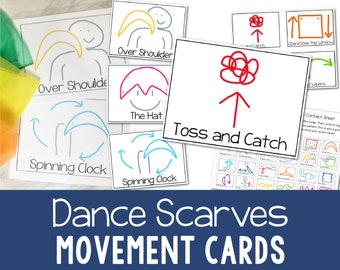 Dance Scarves Movement Cards for Singing Time | PDF Printable Cards for Music Teachers & Leaders for Creating Easy Rhythm Patterns