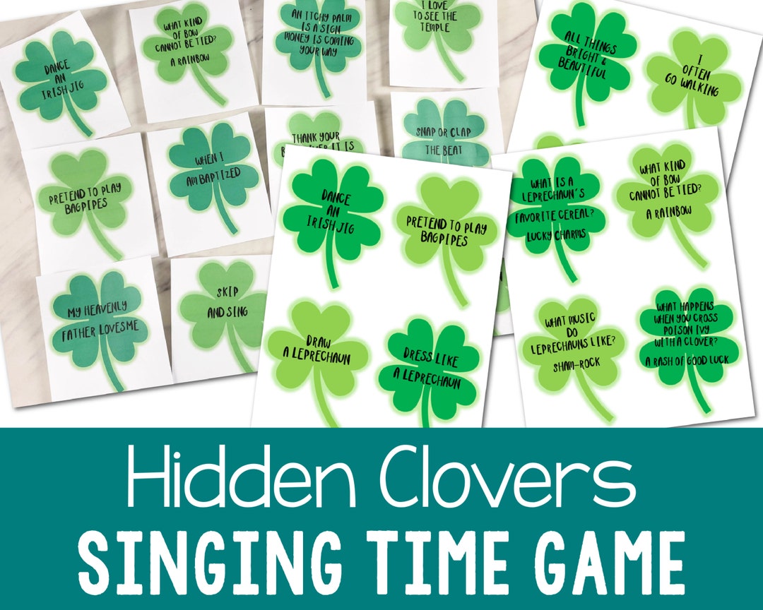 St Patrick's Day Hidden Clovers Game Fun Singing Time or Classroom Kids