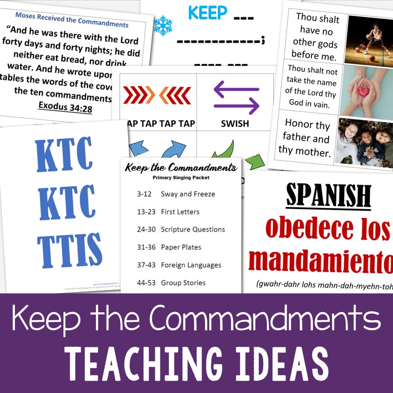 Keep the Commandments Teaching Ideas Primary Singing Time Lesson Plans 6 Activities LDS Music Leader Song Helps Printable PDF Come Follow Me image 1