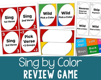 Sing by Color Review Game Singing Time Card Game for Primary Program Songs LDS PDF Music Leader or Teacher Ways to Sing Printable Activity