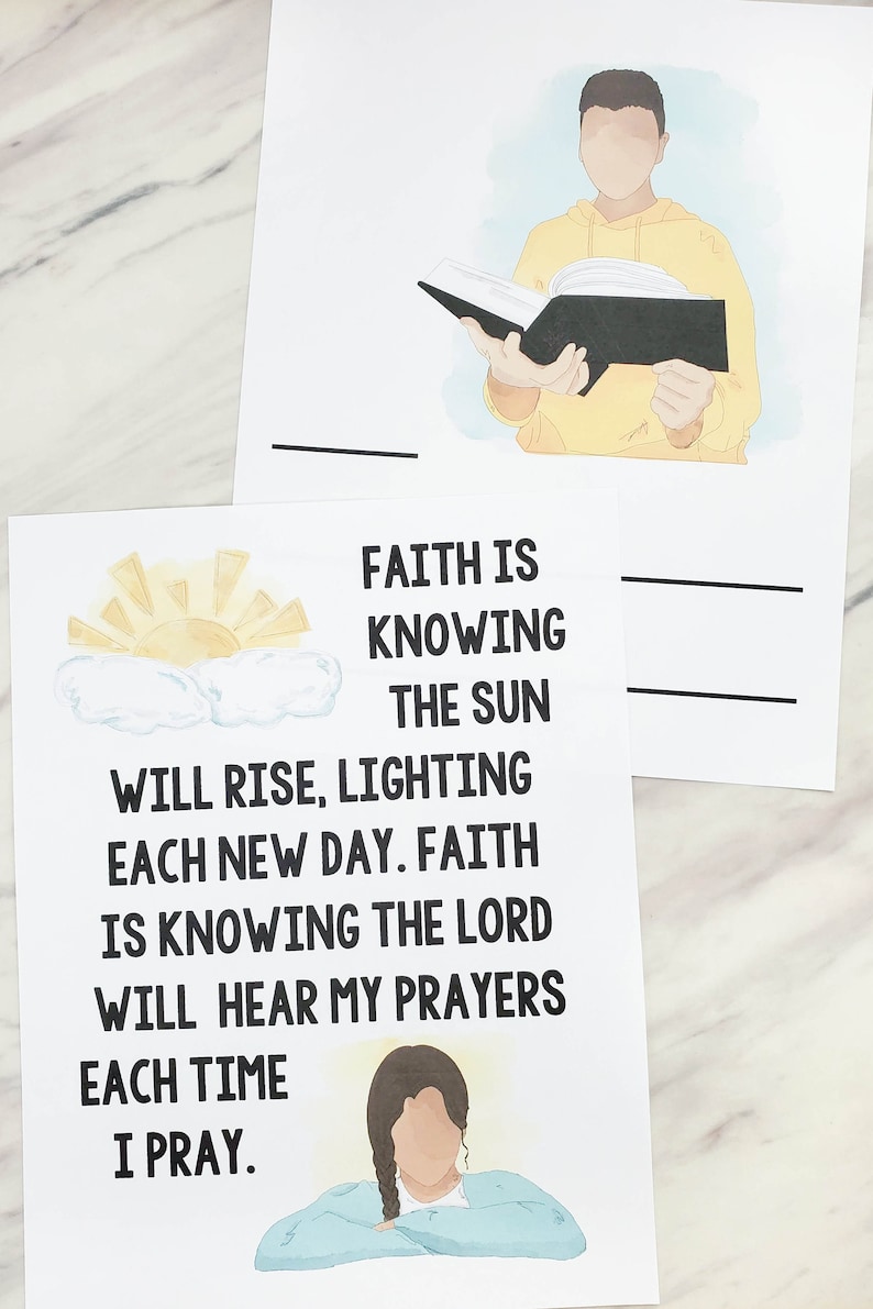 Faith Flip Chart Primary Song Visual Aids Teach LDS 2023 Come Follow Me Slideshow Black and White Color Printable PDF Music Leader image 5