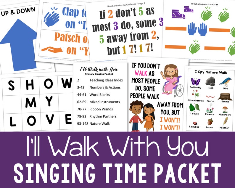 I'll Walk With You Singing Time Packet 6 Teaching Ideas & Flip Chart Printable PDF Lesson Plans Visual Aids for LDS Primary Music Leaders image 1