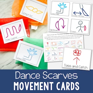 Bufandas de baile Tarjetas de movimiento para la hora de cantar Tarjetas imprimibles en PDF Maestros de música de primaria SUD y líderes de primaria Actividades para niños de preescolar