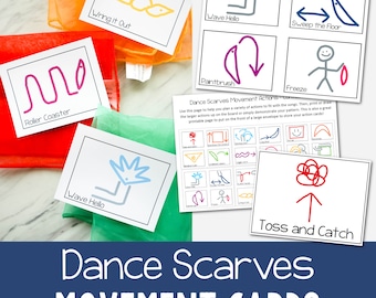 Dance Scarves Movement Cards for Singing Time PDF Printable Cards LDS Elementary Music Teachers & Primary Leaders Preschool Kids Activities