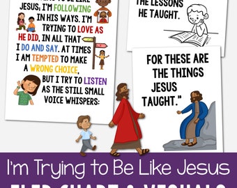 I'm Trying to be Like Jesus Flip Chart & Visual Aids Singing Time Slideshow Printable PDF Primary 2024 Come Follow Me Book of Mormon LDS