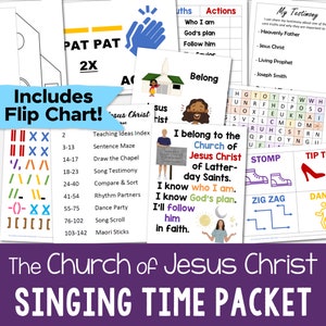 The Church of Jesus Christ Singing Time 8 Teaching Packet Song Flip Chart Visuals 2024 Come Follow Me Lesson Plans LDS Primary Music Leaders