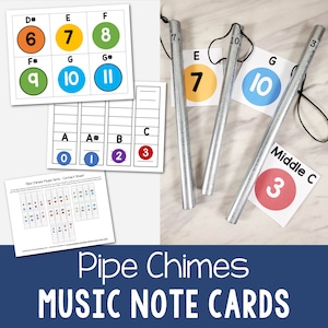 Tarjetas de notas musicales de Pipe Chimes para la hora de cantar Tarjetas imprimibles en PDF para profesores de música de primaria y líderes de primaria para crear listas de canciones sencillas