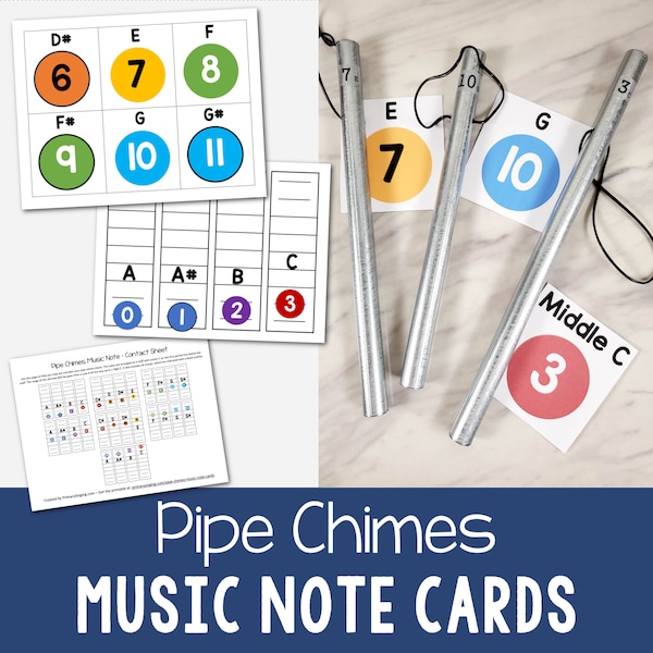 Pipe Chimes Music Note Cards for Singing Time PDF Printable Cards for Elementary Music Teachers & Primary Leaders to Make Easy Song Charts