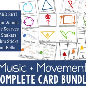 BUNDLE COMPLET : Cartes de musique et de mouvements pour l'heure du chant | Fichiers PDF imprimables pour professeurs de musique / animateurs Créez des modèles de chansons et de rythmes
