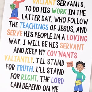 I Will Be Valiant Flip Chart Visual Aids Singing Time Come Follow Me Illustrations Lyrics Slideshow Printable PDF Primary Book of Mormon LDS image 4