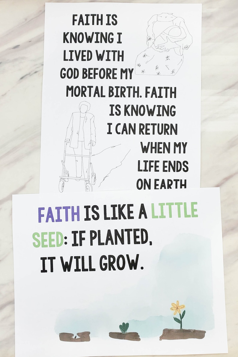 Faith Flip Chart Primary Song Visual Aids Teach LDS 2023 Come Follow Me Slideshow Black and White Color Printable PDF Music Leader image 6