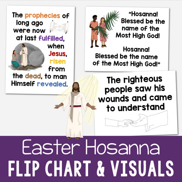 Easter Hosanna Flip Chart & Visual Aids Singing Time Slideshow Printable PDF Primary Song 2024 Come Follow Me Book of Mormon LDS Sing-Along