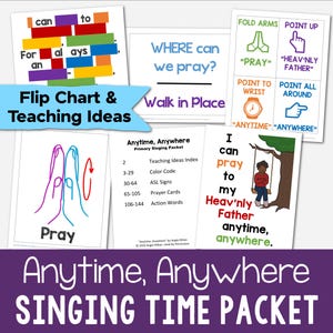 Anytime Anywhere Singing Time Packet Primary Music Leader Lesson Plans 4 Activities LDS Printable PDF Flip Chart Angie Killian Visual Aids