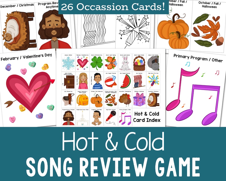 Hot & Cold Singing Time Review Game No-Prep LDS Primary Music Leader or Teacher Lesson Plan Kids Activity Holidays Occasions Printable PDF image 1